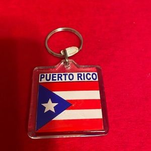 Puerto Rico Flag Keychain- Lucite Plastic- Size: 1.5 x 1.5